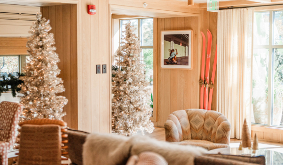 Holiday decorations in the living room