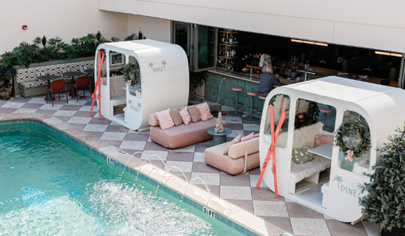 holiday gondolas poolside