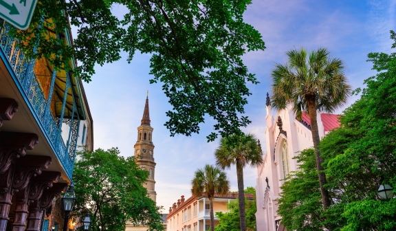 Charleston, South Carolina, USA historic downtown cityscape.