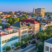 Rainbow Row in Charleston South Carolina SC.