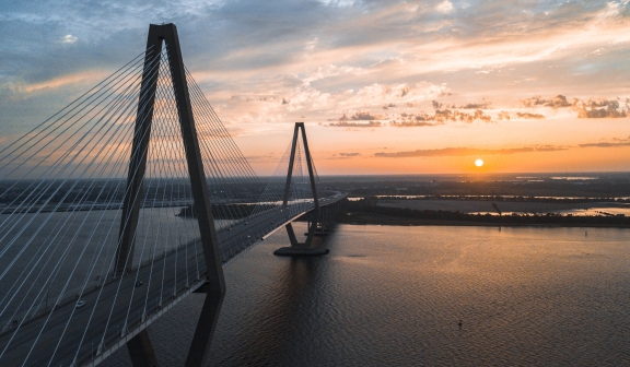 Arthur Ravenel Jr. Bridge in Charleston during sunset
