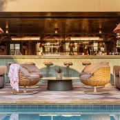 Poolside seating area next to the Little Palm bar.