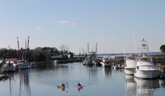 two kayakers out on the water