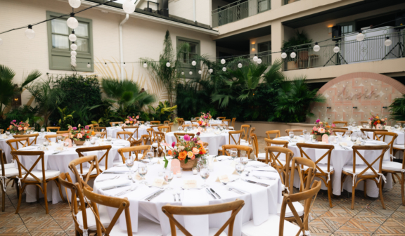 seating for wedding outside in a patio space