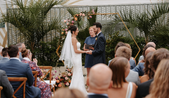 wedding ceremony in the backyard